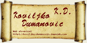 Koviljko Dumanović vizit kartica